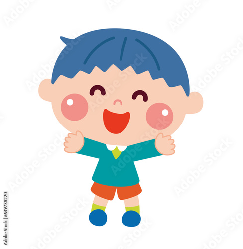 万歳をする男の子のイラスト
