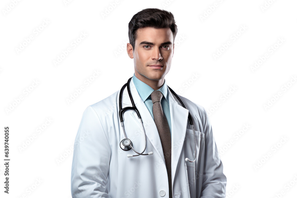 Fototapeta premium Confident doctor on transparent background