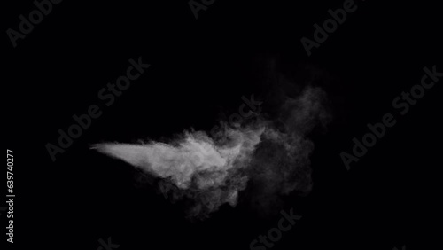 Steam jet blast or smoke blast under high pressure in SLOW MOTION, 4k 24p with alpha channel for transparency photo