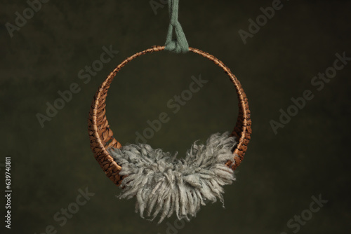 Props for photographing newborns.Floating basket on canvas.