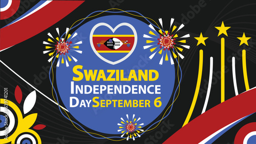 Swaziland Independence Day vector banner design. Happy Swaziland Independence Day modern minimal graphic poster illustration.