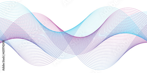 Data visualization, Cyberspace, Big data and analytics, Digital era, Information technology, Innovative concepts. Purple-blue-green gradient wave lines for banner, presentation, template, web design