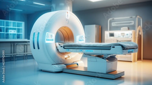 Advanced mri or ct scan medical diagnosis machine at hospital lab as wide banner with copy space area photo