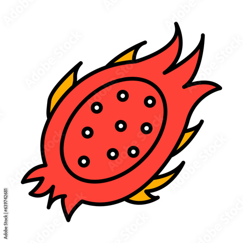 pitahaya of tropical fruits filled icon style