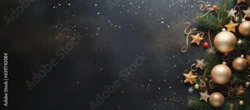 Christmas decoration and celebration background template illustration. copy space decoration, banner background.