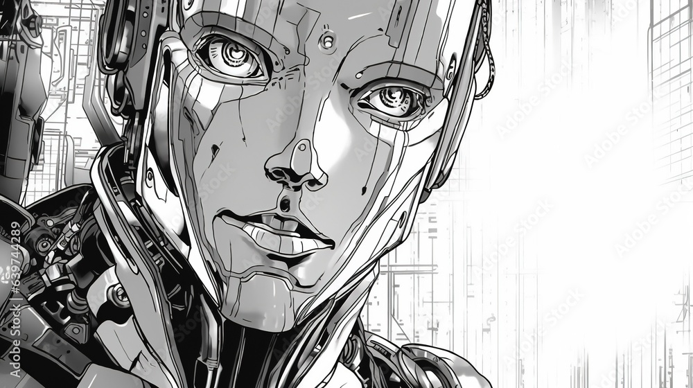 Obraz premium Humanoid robot development. Fantasy concept , Illustration painting.