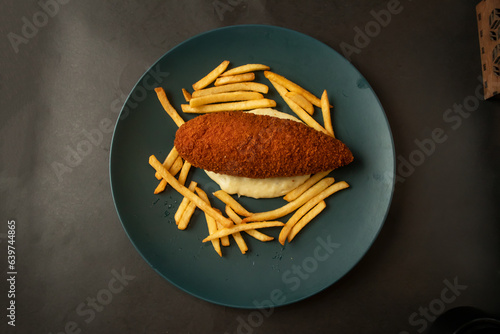 kalaki or kalakki with fries and mayo dip served in dish isolated on background top view of bangladesh and indian food photo