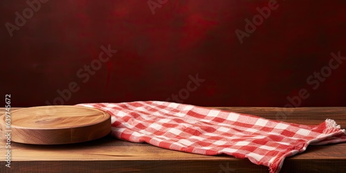 Vintage wooden table awaits culinary creation. Napkin chronicles. Artful composition. Rustic elegance in kitchen
