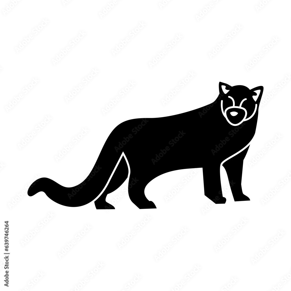 puma of wild animal solid icon set
