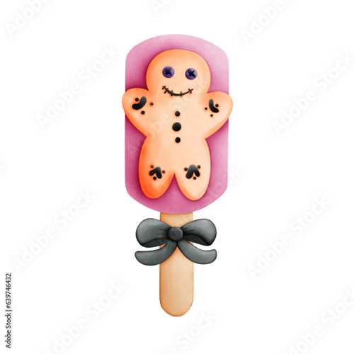 Cookie on pink ice cream Halloween charector