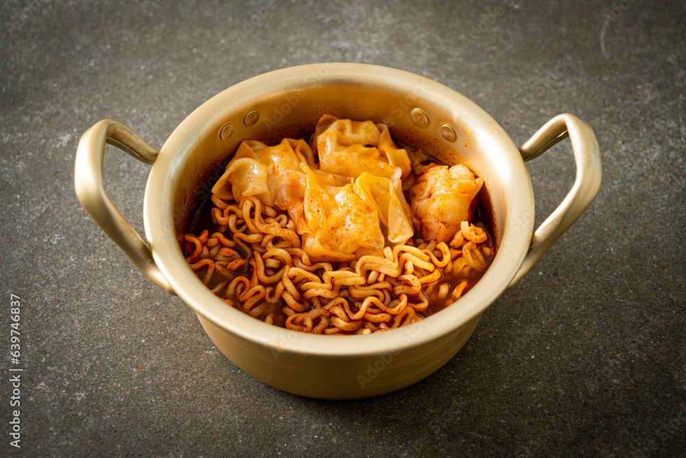 Korean instant noodles with dumplings Korean instant noodles with dumplings