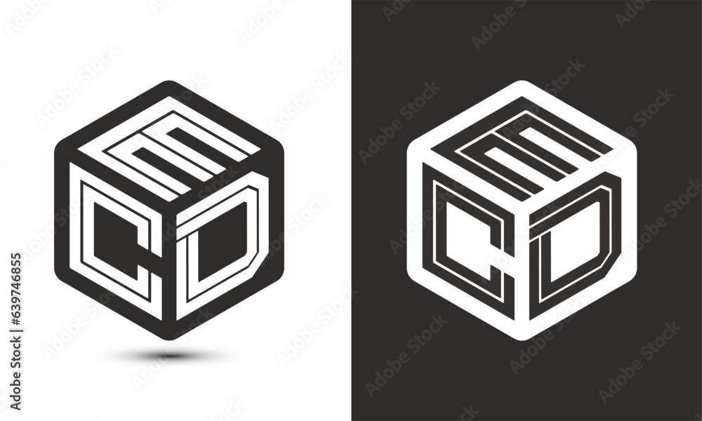 ECD letter logo design with illustrator cube logo, vector logo modern ...