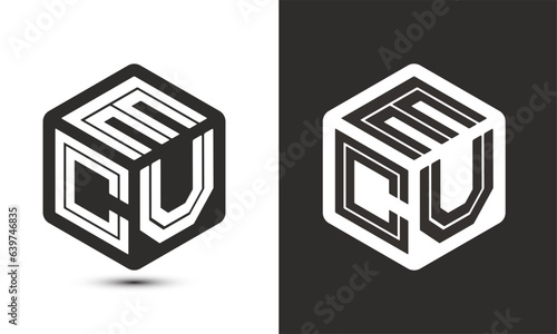 ecu letter logo design with illustrator cube logo, vector logo modern alphabet font overlap style.