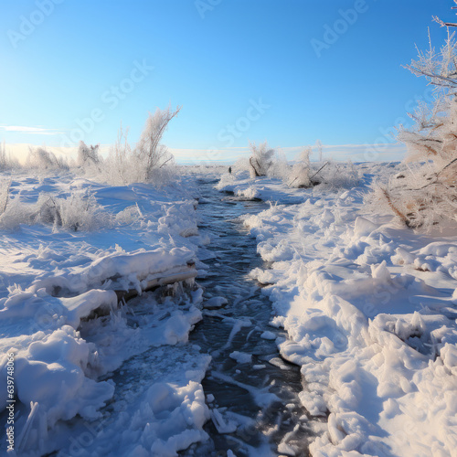 Arctic tundra icy landscape cool blues and whites 