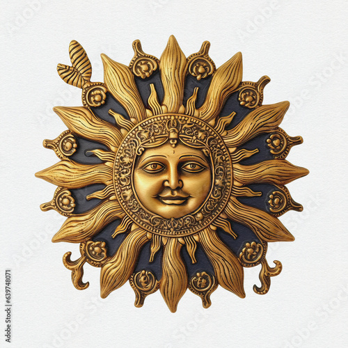 Sun God - Surya, solar deity in Hinduism. Pongal,  Makara Sankaranti - Hindu festival dedicated to the Sun God.  (ID: 639748071)
