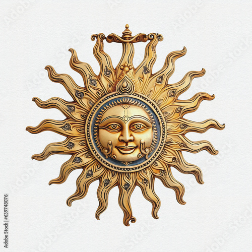 Sun God - Surya, solar deity in Hinduism. Pongal,  Makara Sankaranti - Hindu festival dedicated to the Sun God.  (ID: 639748076)