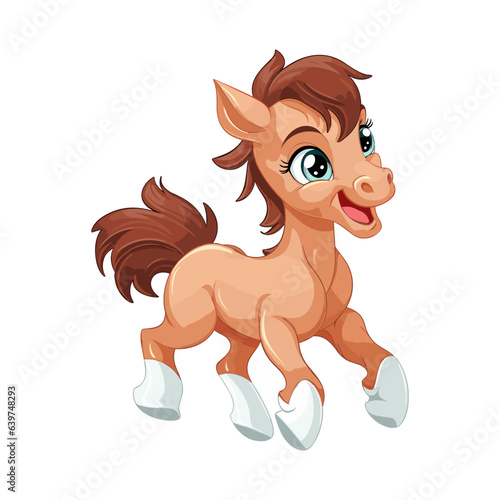 happy joyful little foal. Vector illustration