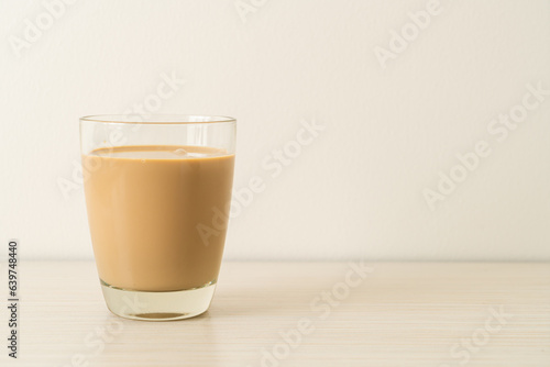 coffee latte glass with ready to drink coffee bottles