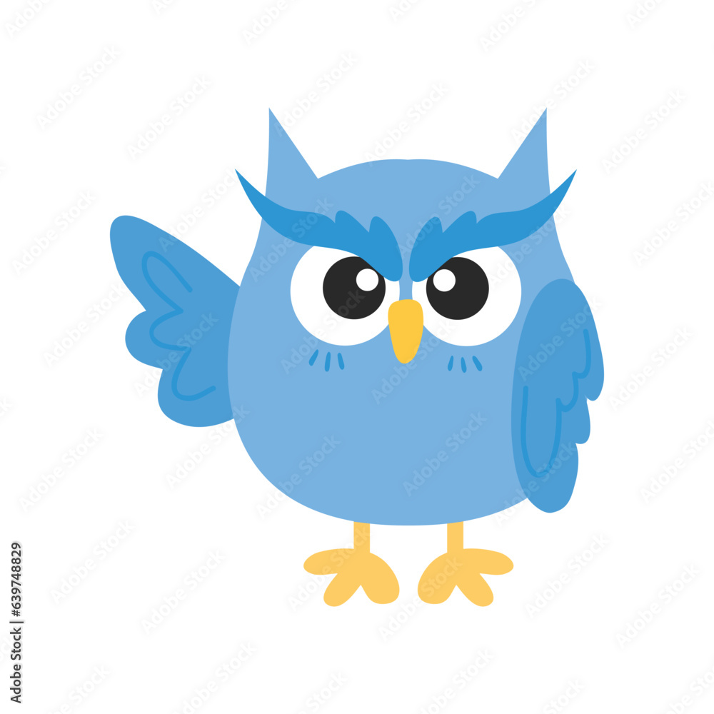 Cute Cartoon Owl Illustration Isolated In White Background