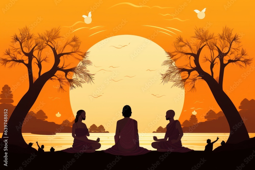 Fototapeta premium illustration of Happy Buddha Purnima social media story feed mockup template, Generative AI