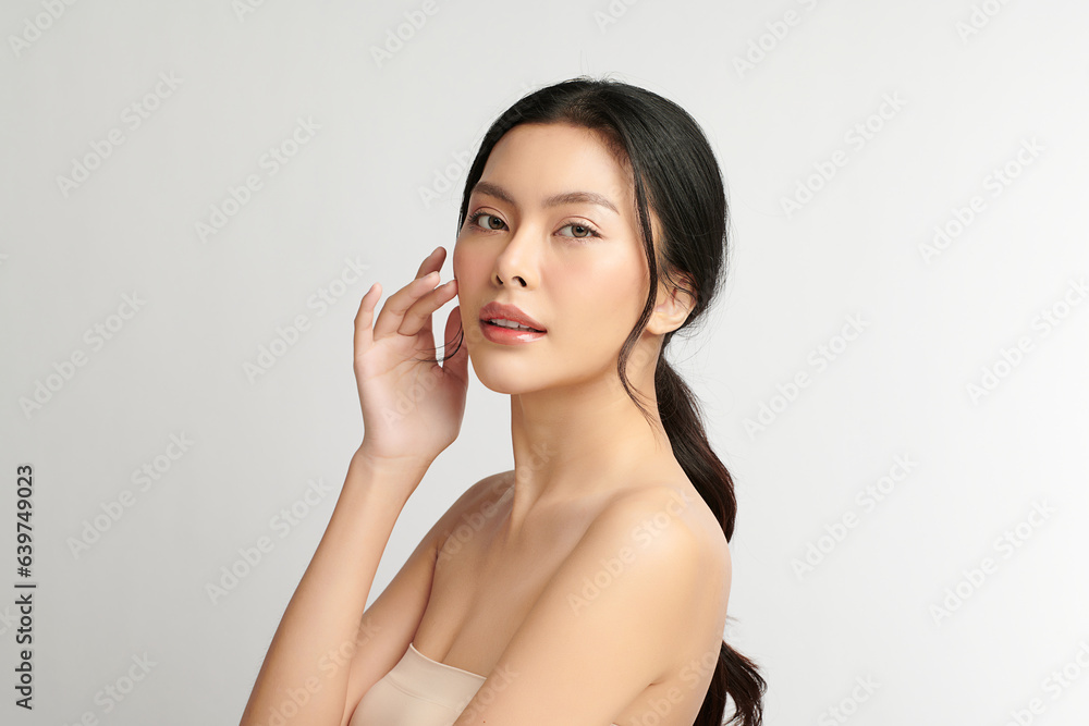 Beautiful young asian woman with clean fresh skin on white background, Face care, Facial treatment, Cosmetology, beauty and spa, Asian women portrait. Beautiful young asian woman with clean fresh skin on white background, Face care, Facial treatment, Cosmetology, beauty and spa, Asian women portrait.