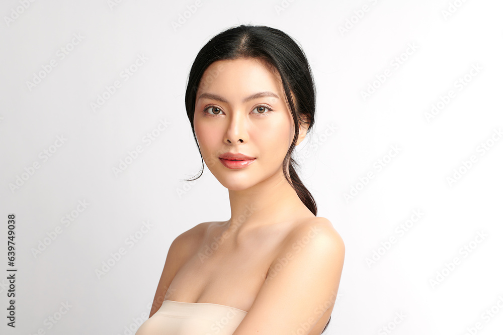 Beautiful young asian woman with clean fresh skin on white background, Face care, Facial treatment, Cosmetology, beauty and spa, Asian women portrait. Beautiful young asian woman with clean fresh skin on white background, Face care, Facial treatment, Cosmetology, beauty and spa, Asian women portrait.