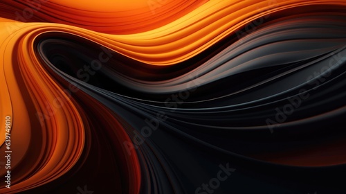 Illustration orange and black in the form of wave waves  futuristic background.