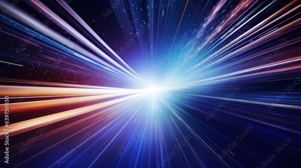 Obraz premium Technology with motion light trail for business, science, technology or entertainment theme, Generative AI