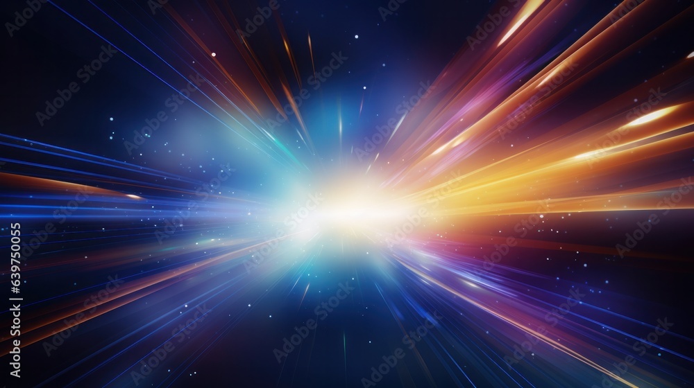 Naklejka premium Technology with motion light trail for business, science, technology or entertainment theme, Generative AI