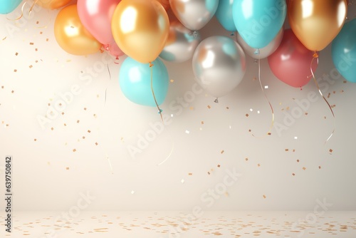 Abstract of celebration party banner with colorful color balloons background, Generative AI