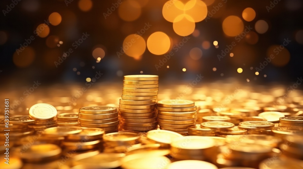 Gold Euro coins stacked on each others, Generative AI Gold Euro coins stacked on each others, Generative AI