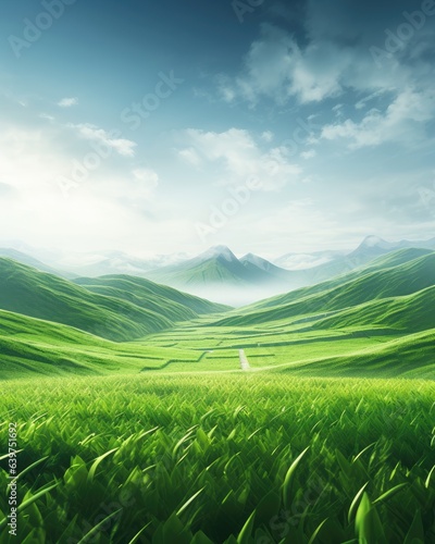 green wheat field and sky