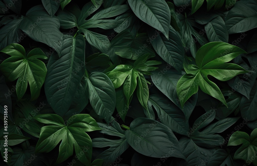 Closeup nature view of green leaf and palms background, flat lay, Generative AI Closeup nature view of green leaf and palms background, flat lay, Generative AI