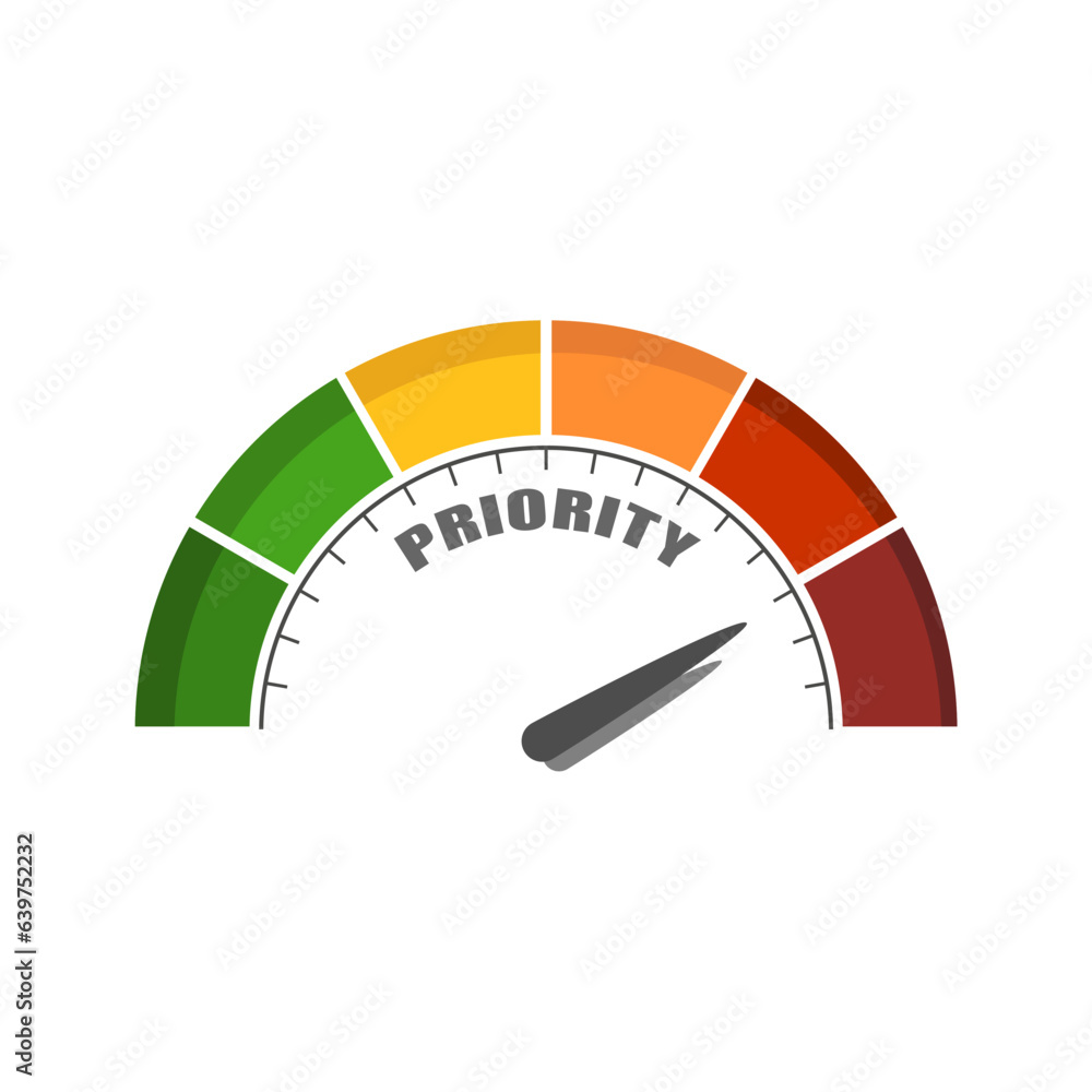 Illustration template featuring priority rate measurement scale with pointer Illustration template featuring priority rate measurement scale with pointer