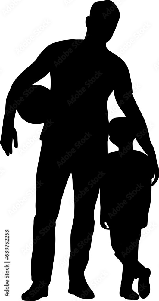 Father and Son Silhouette Illustration Vector
