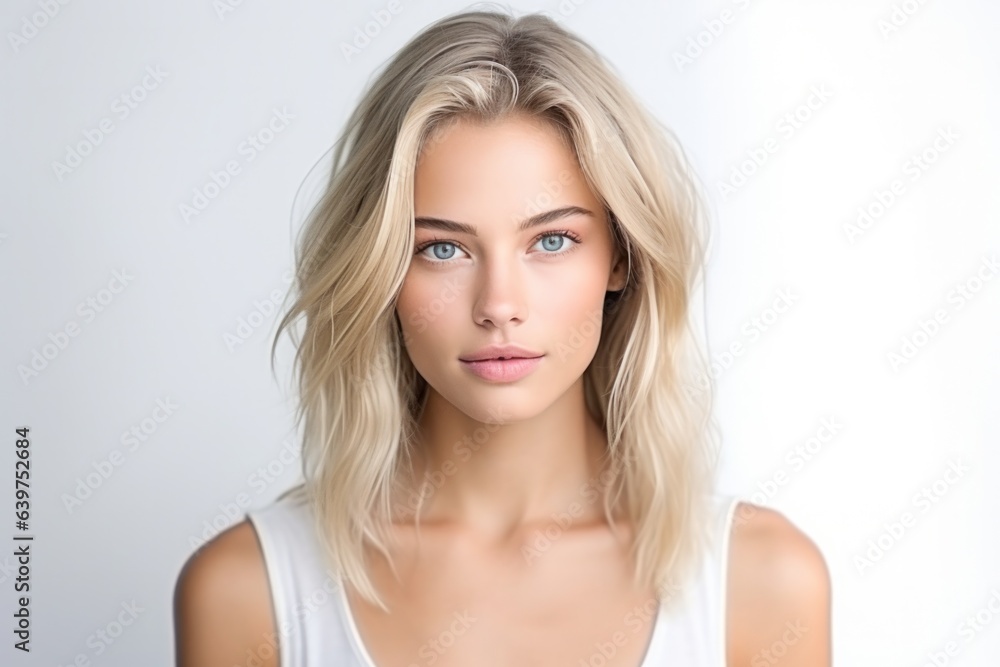 Close-up portrait of yong woman casual portrait of aucasian Asian, african american portrait woman on pastel background , Generative AI Close-up portrait of yong woman casual portrait of aucasian Asian, african american portrait woman on pastel background , Generative AI