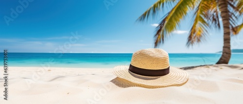 Tropical beach landscape for background or wallpaper. Design of summer vacation holiday concept, Generative AI