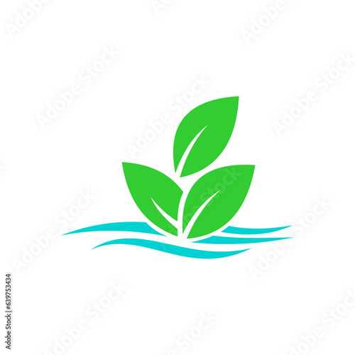 simple vector water and leaf logo