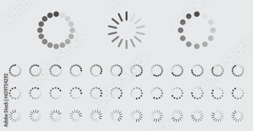 Circular Loading Buffering Icons Vector Set Video Ready for Animation Gif All Keyframes Frames Bufring Circle Waiting for Connection Buffer Preloader Download Symbol Easy Replace Color