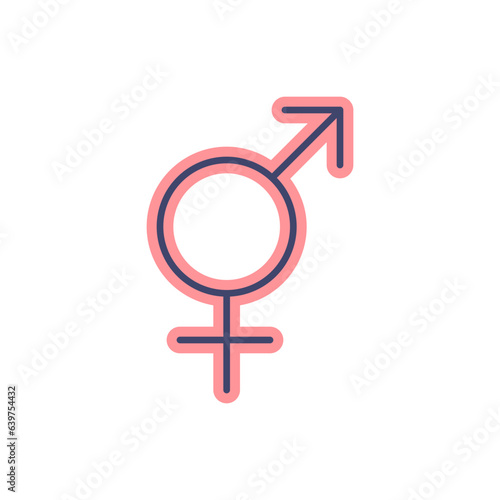 Transgender Symbol related vector line icon. Isolated on white background. Vector illustration. Editable stroke