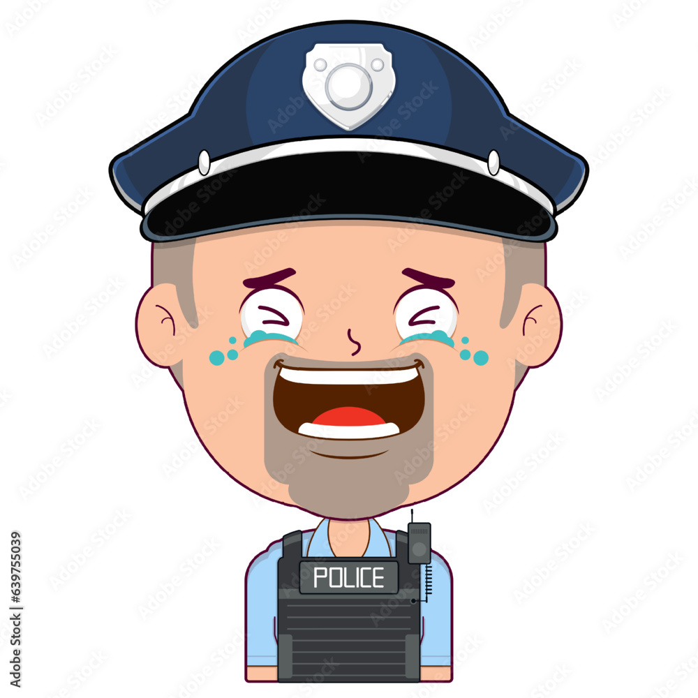 policeman laughing face cartoon cute policeman laughing face cartoon cute