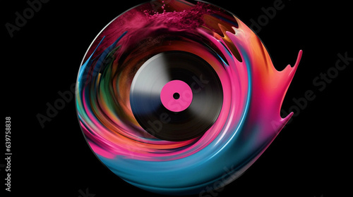 A Colorful Swirling Vinyl Record Backdrop photo