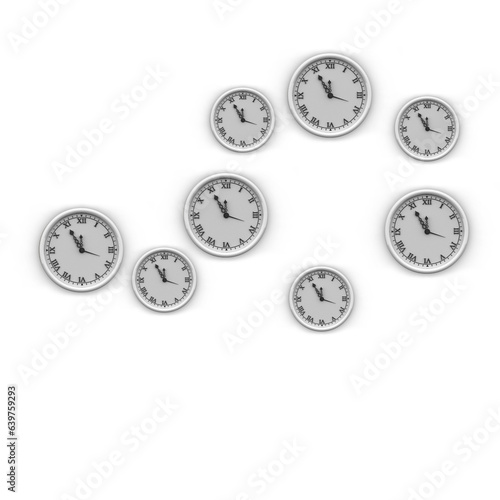 Digital png illustration of white clocks on transparent background