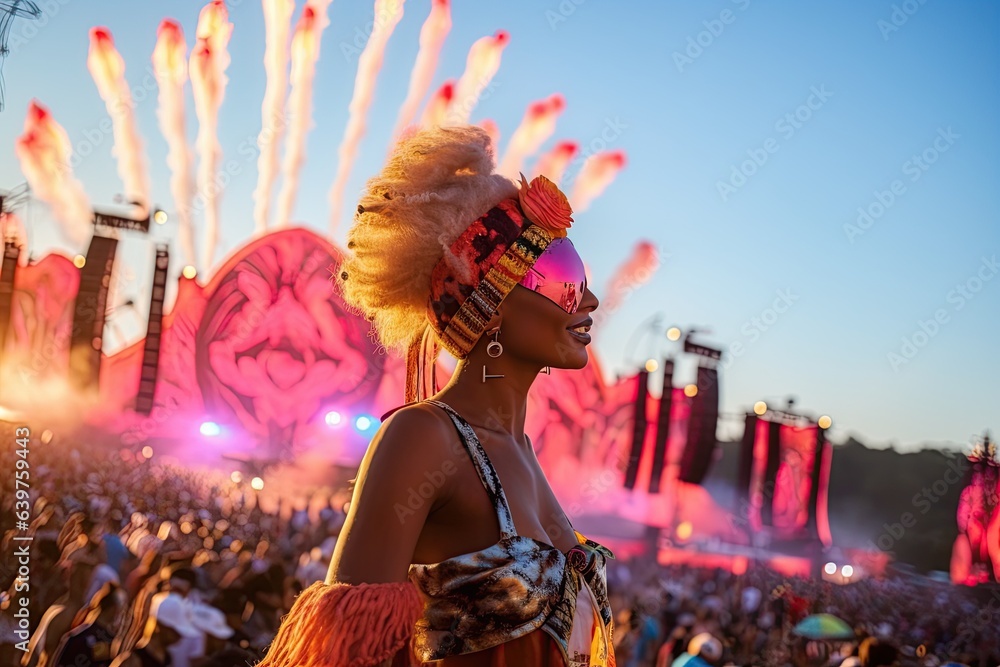 colorful and lively scene from the Coachella Music Festival.Generated with AI