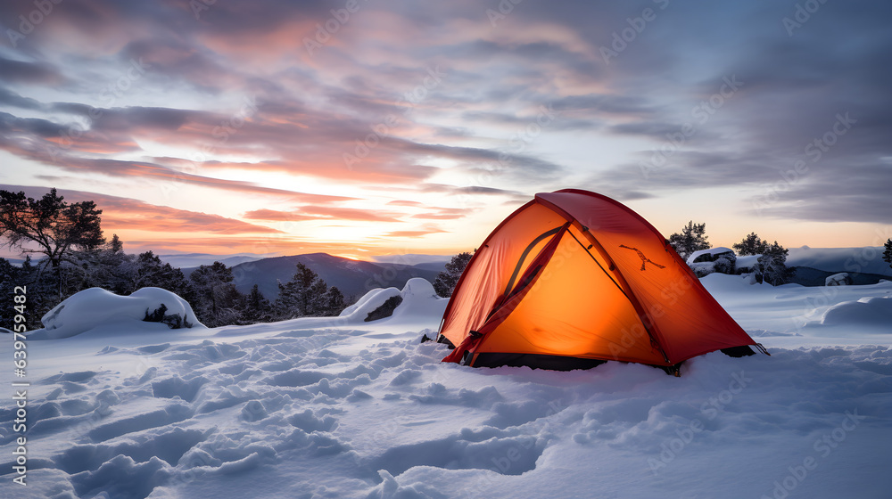Camping in the snow with a durable tent