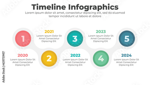 Business timeline infographic design elements and flowchart 5 steps 