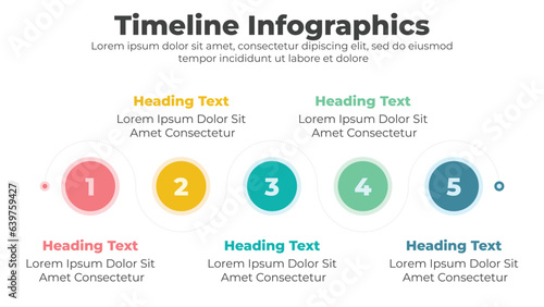 Abstract elements of graph and timeline diagram with 5 steps infographic