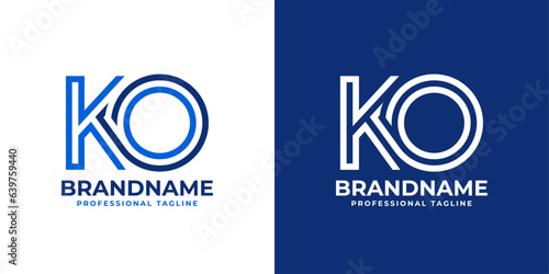 Letter KO Line Monogram Logo, suitable for business with KO or OK initials.