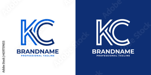 Letter KC Line Monogram Logo, suitable for business with KC or CK initials. photo