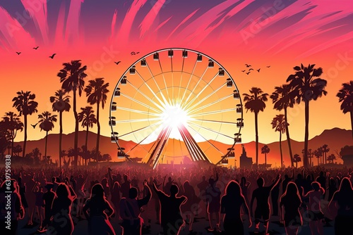 Obraz na płótnie colorful and lively scene from the Coachella Music Festival.Generated with AI w salonie